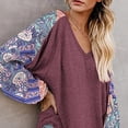thumbnail image 1 of Blusa con Estampado de Empalme Bohemio con Cuello en V para Mujer Blusa Informal de Manga Larga con Corte Holgado Y Abertura Lateral ANGGREK  Otros, 1 of 6