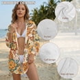 thumbnail image 6 of Xoenoiee Paisley Flower Print Womens Swimsuit Coverup Button Down Bathing Suit Cover Up Swimwear Long Sleeve Beach Shirt Dress Plus Size, XL, 6 of 7