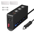 thumbnail image 3 of Car Lighter Socket Outlet Splitter 4 Port Vehicle Power Replacement Automotive 12-24V QC3.0 Power Charging Adapter Interior Replacement Receptacle Charger Black, 3 of 9