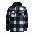 thumbnail image 2 of Men Flannel Plaid Jacket Lined Hoodies for Men Winter Warm Coat Buffalo Zipper Sweatshirt Black XXXL, 2 of 4