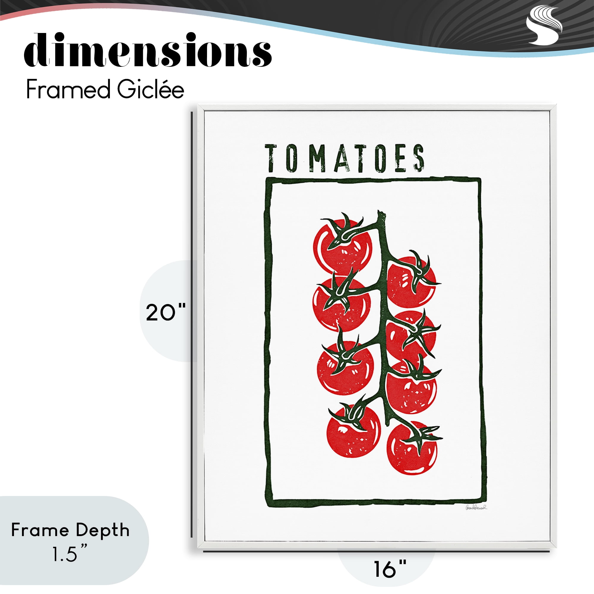Stupell Industries Ripe Tomatoes Cluster White Framed Giclee Art, design by Amanda Greenwood