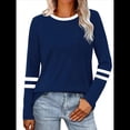 thumbnail image 3 of Camisas de Larga para Mujer, Blusas Casuales con Bloques de Color, Conjuntos de Otoño, Camisetas Básicas, Ropa de Moda Azul Marino L, 3 of 6
