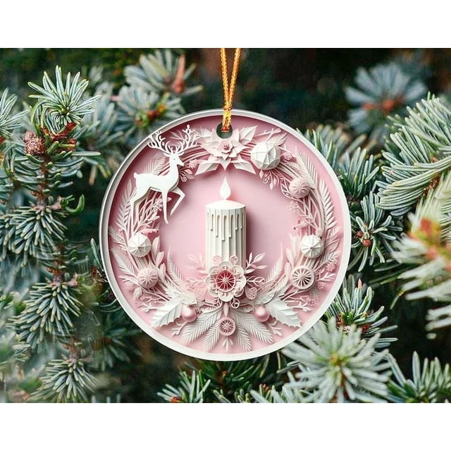 Xihbxyly En Venta Colgante Acrílico Navideño, Decoración Colgante Redondo con Textura Cóncava.