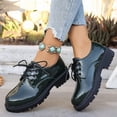 thumbnail image 5 of Women's Platform Oxfords for Women Trendy Round Toe Patent Leather Lace Up Chunky Heel Shoes Comfortable Thick Sole Casual Dress Shoes Spring Summer Fashion Plus Size Wide Width Black Shoes for Women, 5 of 10