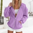 thumbnail image 2 of LIIPEE Womens Zip Up Hoodie Long Sleeve Solid Color Hooded Sweatshirt With Pockets Ladies Comfortable Breathable Everyday Sweatshirts,XXXXL, 2 of 7