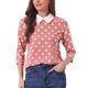thumbnail image 1 of INSPIRAR CHIC Blusa de Manga 3/4 con Cuello Peter Pan en Contraste M Coral, 1 of 6