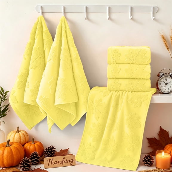 Pumpkin Jacquard Towel 15.75/23.62In, Soft Absorbent Face Towel Multi Color Household Cleaning Hand Towel For Bathroom Kitchen, Fall Halloween Decor Yellow