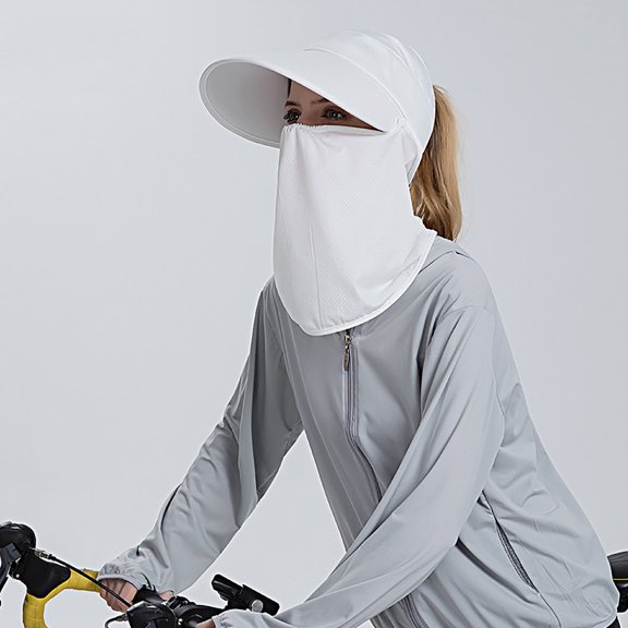 Conairie Women's Summer UV Protection Sun Hat Face Shield Mask for Cycling Outdoor Adjustable Breathable Lightweight Cap White