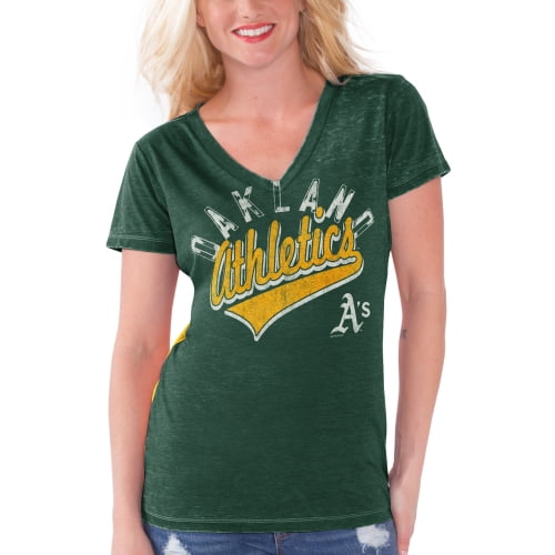 Oakland Athletics Touch by Alyssa Milano Women's Bases Loaded V-Neck T-Shirt Green by G-III LEATHER FASHIONS INC