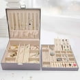 thumbnail image 3 of ProCase Jewelry Box for Women Girls Girlfriend Wife Ideal Gift, Large Leather Jewelry Organizer Storage Case with Two Layers Display for Earrings Bracelets Rings Watches -Pearlizedsilver, 3 of 7