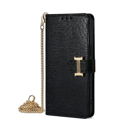 Case for MOTO G42 4G Luxury Stylish Leather Flip Cover with Strong Magnetic Buckle Card Holder Wallet Pocket and Metal Shoulder Strap Dual-Layer Shockproof Case
