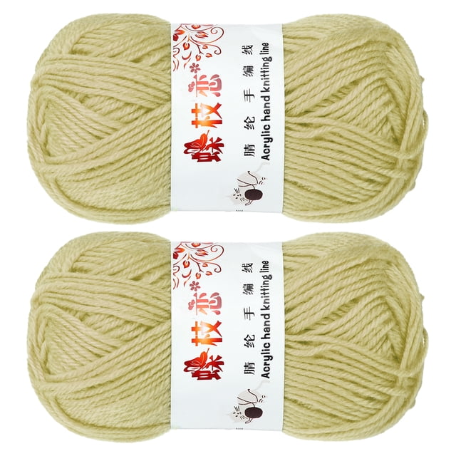 Uxcell 2Pcs Crocheting Yarn Beige 4 Ply Acrylic Yarn 100g 197 Yards