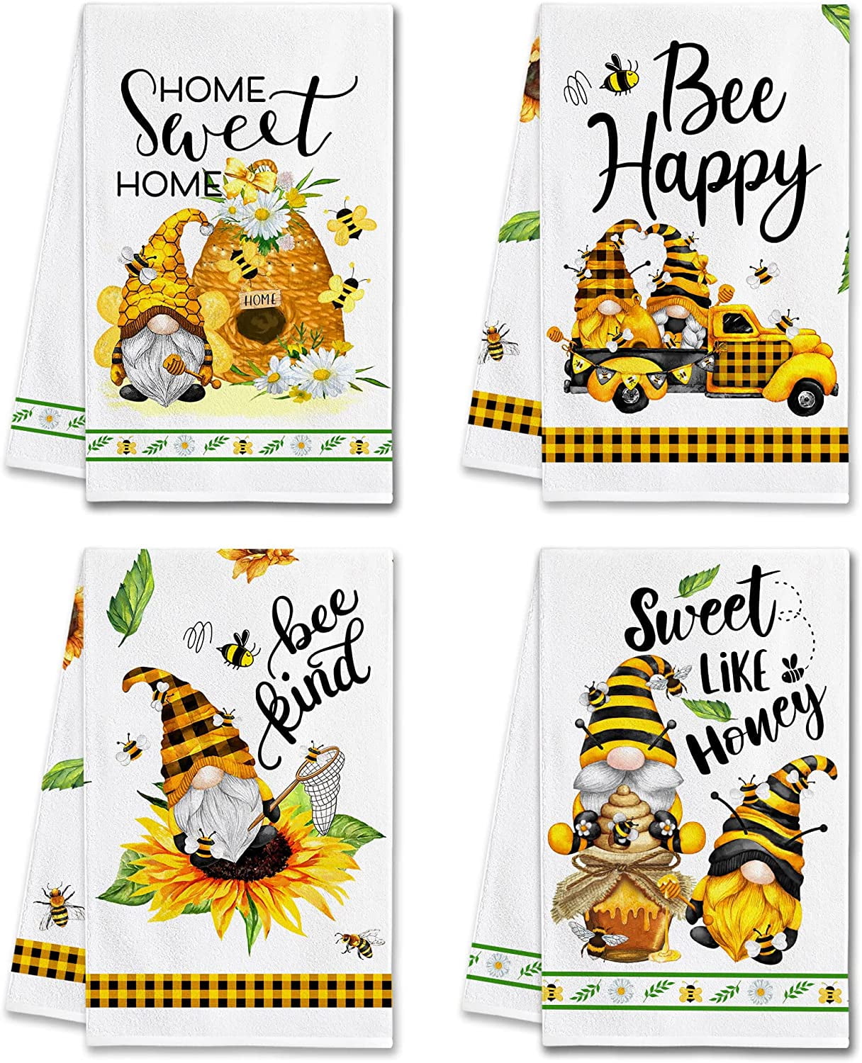 Autumn Sunflower and Bumble Bee Kitchen Towel