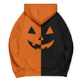 thumbnail image 4 of Halloween Sweatshirts for Women 2025 Pumpkin Patchwork Long Sleeve Drawstring Hoodie Oversized Spooky Season Vintage Funny Sweatshirt Family Party Fall Festival Outerwear with PocketXdegoge, 4 of 5