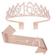 thumbnail image 3 of Juego de corona de 16 cumpleaños y marco dulce de 16 y alfileres de perlas, tiara y corona de cumpleaños para niñas, banda de cumpleaños para niñas, decoraciones dulces de 16 cumpleaños para niñas, re, 3 of 4