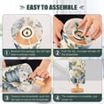 thumbnail image 4 of Blue with Flowers Bedside Table Lamp LED Warm Lights with USB Charging Port Retro Cylinder Desk Lamps, 4 of 7