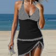 thumbnail image 1 of Traje de baño Bikini para mujer, traje de baño dividido Sexy con cordón y cuello en V para vacaciones en la playa, 1 of 4
