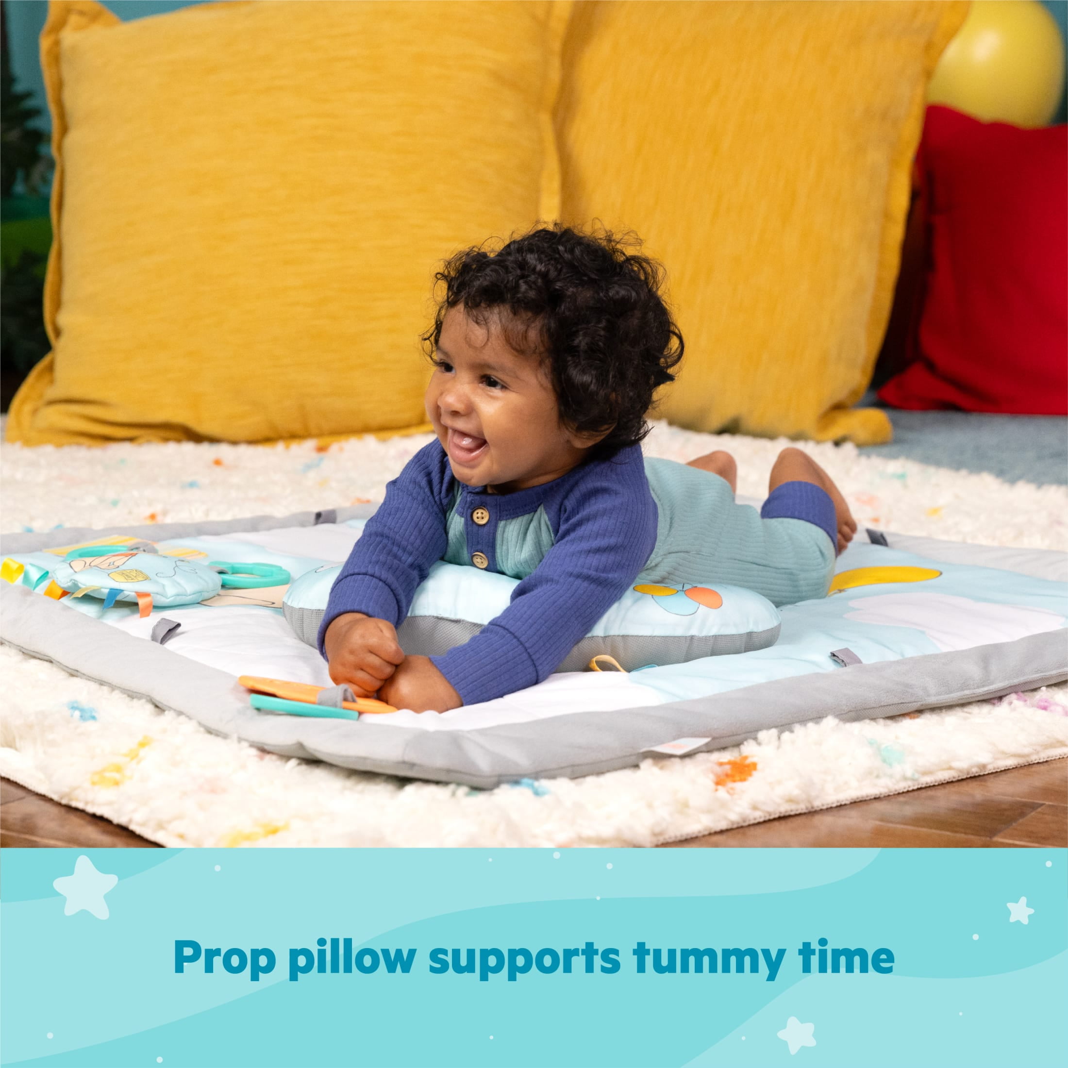 Bright Starts Disney WINNIE THE POOH Once Upon a Tummy Time Activity Gym, Blue, Newborn
