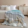 thumbnail image 3 of Flannel Fleece Throw Blanket Coastal Beach Shell Starfish Lightweight Soft Plush Blankets,Summer Teal Water Ripple Cozy Warm Throw Blanket for Couch Sofa Bed Car Office All Season Use 50x60in, 3 of 9