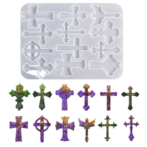 WINDLAND Various Styles Cross Keychain Mold Silicone Pendant Mold Earring Ornament Epoxy Resin Casting Jewelry Making Diy Crafts