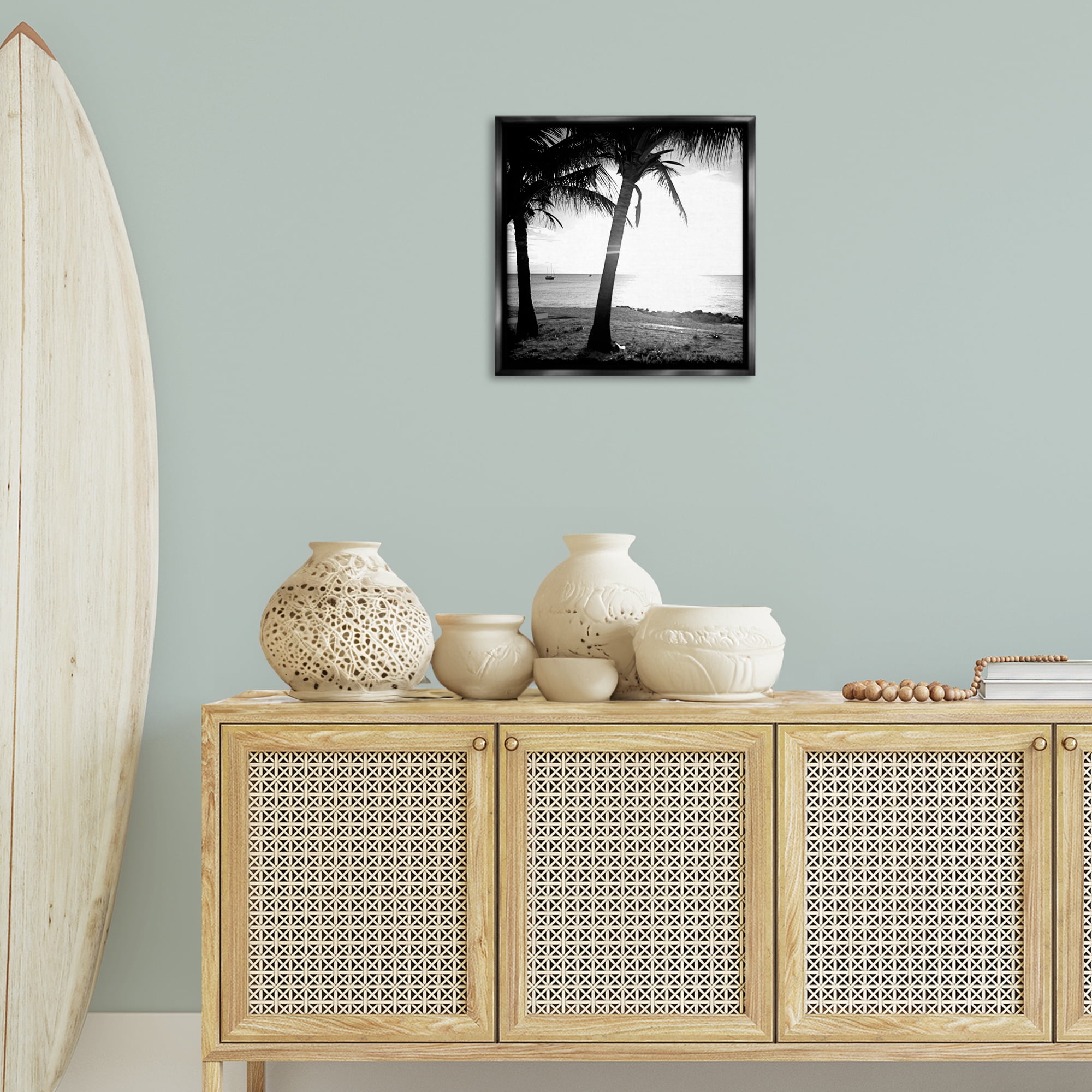 Stupell Industries Palm Tree Silhouettes Coastal Photography Black Floater Framed Canvas Art Print Wall Art, 18 x 18