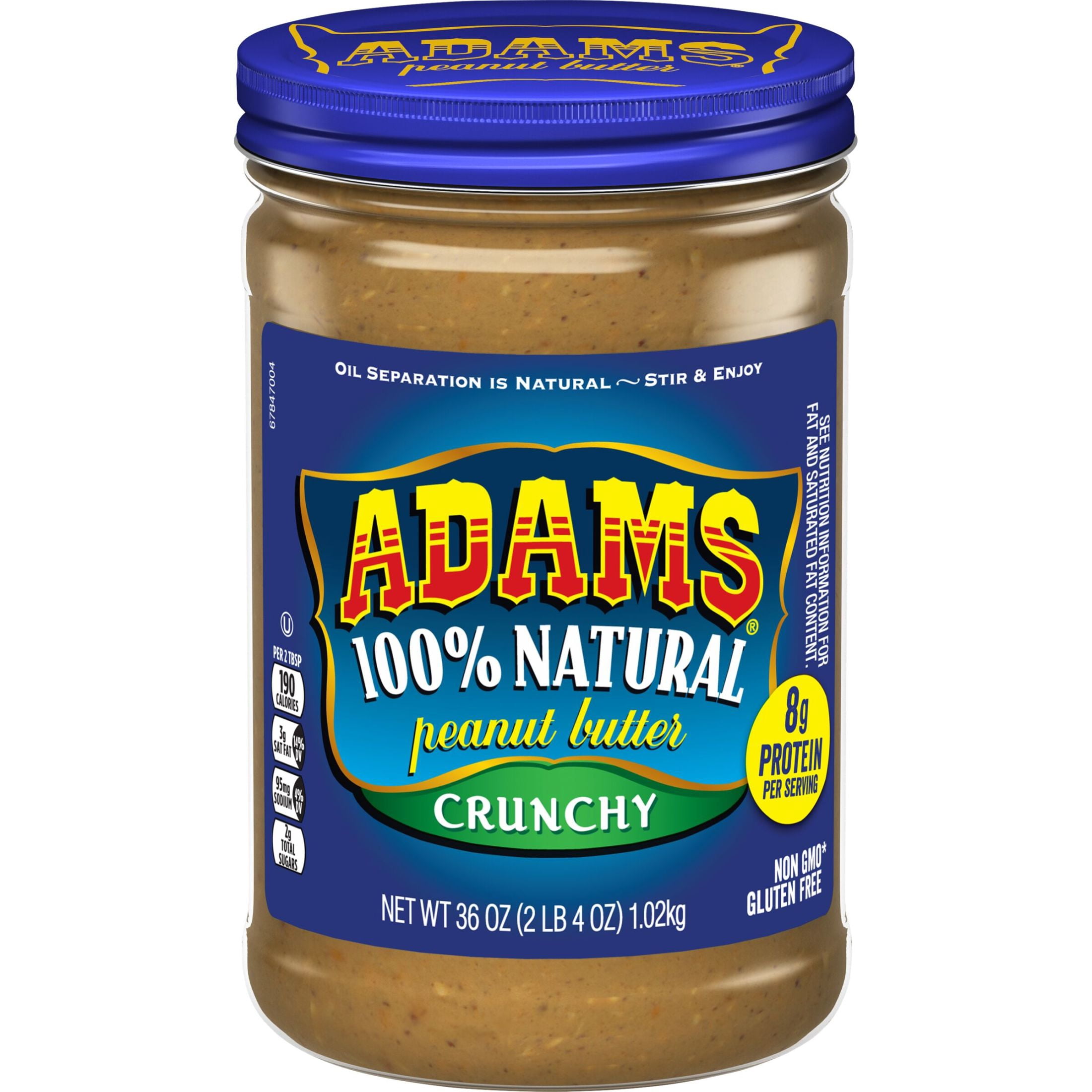 (3 pack) Adams Natural Crunchy Peanut Butter, 36 oz