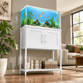 thumbnail image 5 of White 10 Gallon Metal Frame Aquarium Stand with Storage Cabinet and Open Shelf, 5 of 8