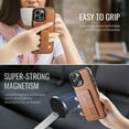 thumbnail image 2 of for iPhone 13 Pro Max Phone Case, Vintage Magnetic Finger Hand Wrist Strap Kickstand Shockproof Protective PU Leather Thin Fit Anti-Scratch Cover Compatible with iPhone 13 Pro Max, Brown, 2 of 6