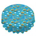 thumbnail image 2 of Excavator and Tree Blue Pattern Round Tablecloth 70"x70", Wrinkle Resistant Wipeable Table Cover for Kitchen Dining Room Picnic Patio and Party, 2 of 6