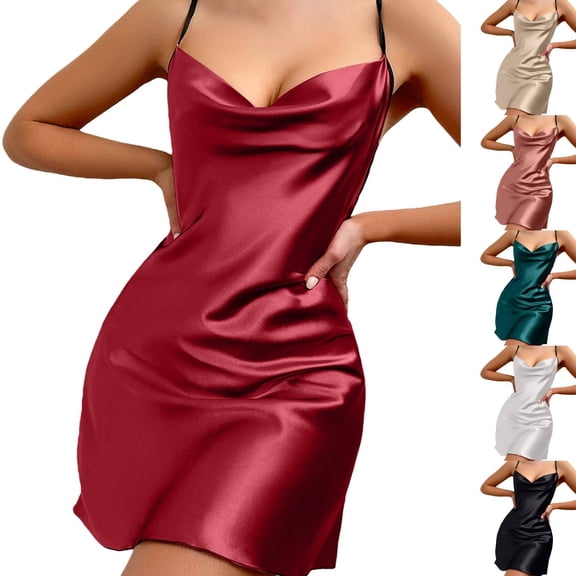 Women's Ice Silk Sleeveless Nightgown, Sexy Lace Trim Camisole Slip Dress, Comfortable and Fashionable Sleepwear for Bedtime, Home Lounging, and Romantic Evenings-Beige