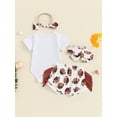 thumbnail image 4 of Bagilaanoe 3pcs Newborn Baby Boy Girl Shorts Set Short Sleeve Letter Print Romper Tops + Shorts + Hairband 3M 6M 12M 18M Infant Casual Summer Clothes, 4 of 7