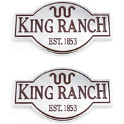 CARRUN 2Pcs King Ranch Emblems 3D Side Rear Tailgate Nameplate Replacement for F150 F250 F350 (Silver)