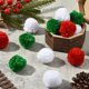 thumbnail image 5 of 24 bolas navideñas de lana de 3 colores (rojo, blanco y verde), 3,8 cm, suaves y esponjosas, con pompones decorativos., 5 of 7