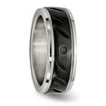thumbnail image 4 of Auriga Fine Jewelry Stainless Steel Polished Black IP-plated 8mm Grooved Band for Men Size 10, 4 of 6