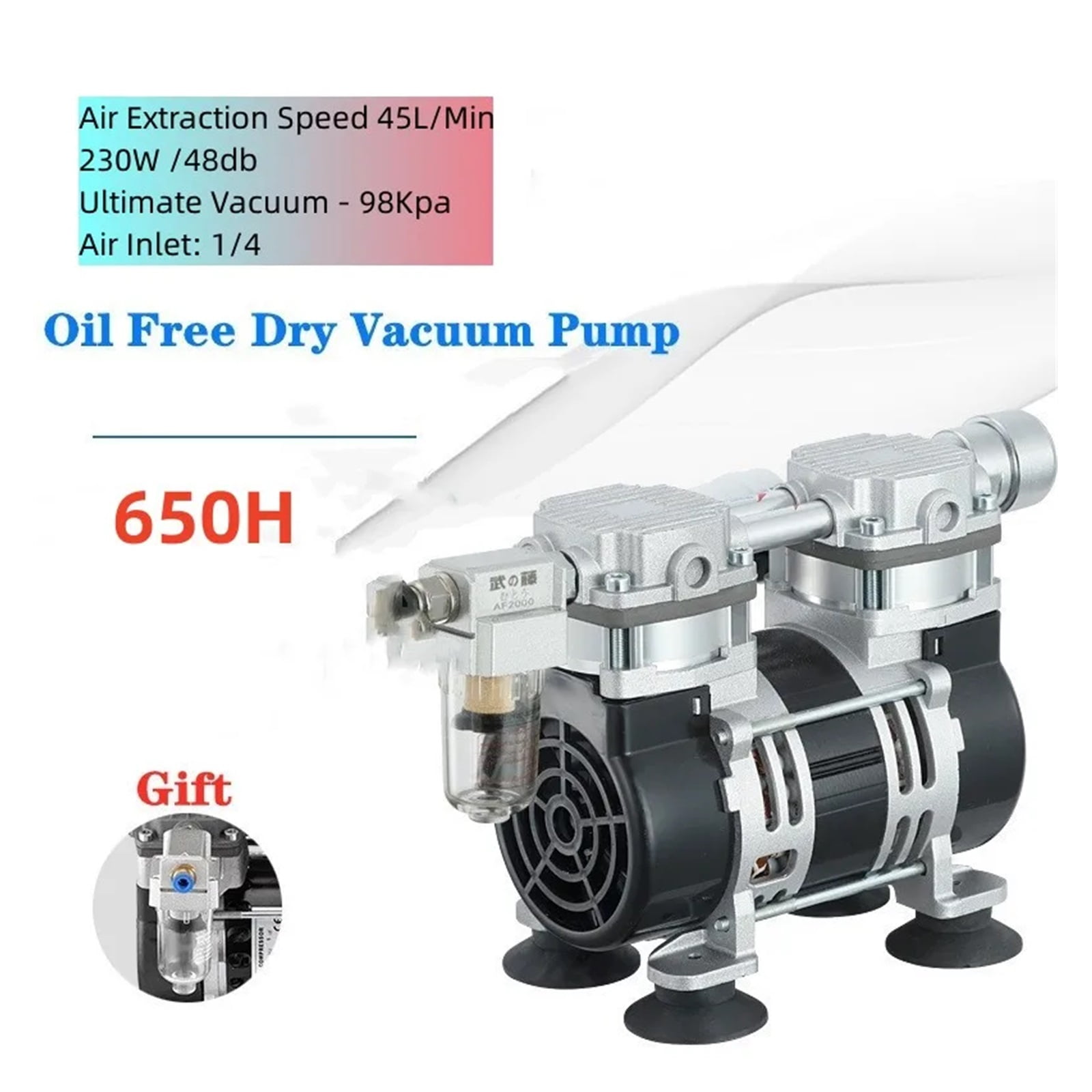 Oil Free Vacuum Pump Small Industrial Air Extraction Pump Test Room Suction Filtration Silent Negative Pressure Pump