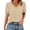 Khaki, variant on Staron Spring Summer Women's Casual Tops V-Neck Button Down Short Sleeve Shirt Solid Color Basic Blouse, Wine S
