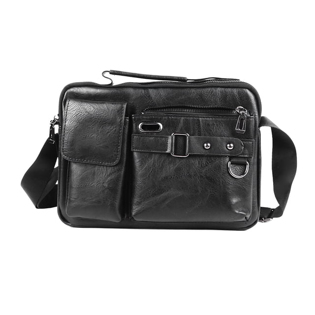 Bolso de Trabajo para Hombre Bolso de Mano para Tablet Retro de Cuero PU Maletín con Correa de Hombro Ajustable para Viajes Escuela de Negocios Negro