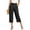 Black, variant on Wutalume Women's Solid Color Casual Fashion Breathable Loose Cotton Linen Capri Pants Summer Beach Vacation Trousers,Army Green L