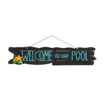 Hand-Painted Acacia Wood Welcome to Our Pool Wall Art Sign