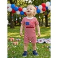 thumbnail image 5 of Loicainy Infant Baby Boy 4th of July Jumpsuit 3 6 12 18 Months Short Sleeve O Neck Flag Embroidery Striped Romper, 5 of 9