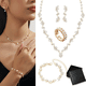 thumbnail image 3 of "Kit 4 Pz Joyería Juego De Collar Pulsera Pendientes Y Anillo Para Novia Mujer Lab.G Color Oro plata ", 3 of 5