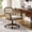 Ivory, variant on Rattan Office Desk Chair with Barrel Cane Back, Farmhouse Swivel Accent Chair, Wood Frame Casters Blue
