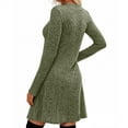 thumbnail image 6 of qolati Sweater Dress for Women Fall Long Sleeve Crewneck High Waist Tunic Dress Elegant Trendy Pleated Flowy A Line Midi Dresses Green S, 6 of 9