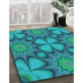 thumbnail image 2 of Ahgly Company Indoor Square Patterned Dark Cyan Green Area Rugs, 5' Square, 2 of 6