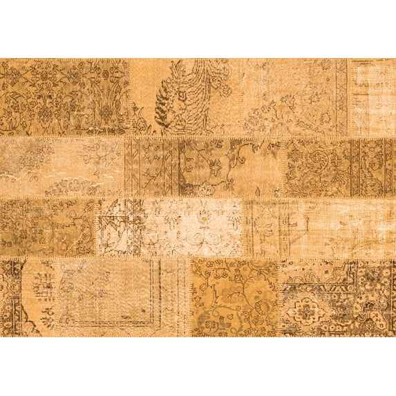 Ahgly Company Indoor Rectangle Patchwork Orange Transitional Area Rugs, 2' x 3'