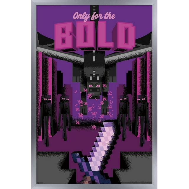 Minecraft: Discover - Only For The Bold Wall Poster, 14.725" x 22.375" Framed