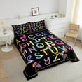 thumbnail image 2 of Alphabet Twin Comforter Set ,Cartoon English Alphabet Bedding Set ,Rainbow 26 Letters Duvet Set,Zebra Animal Alphabet Down Comforter Room Decor,Black, 2 of 6