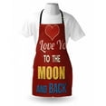 thumbnail image 3 of I Love You Apron Vintage Style I Love You to the Moon and Back Calligraphy Nostalgic Romance, Unisex Kitchen Bib Apron with Adjustable Neck for Cooking Baking Gardening, Ruby Marigold, by Ambesonne, 3 of 3