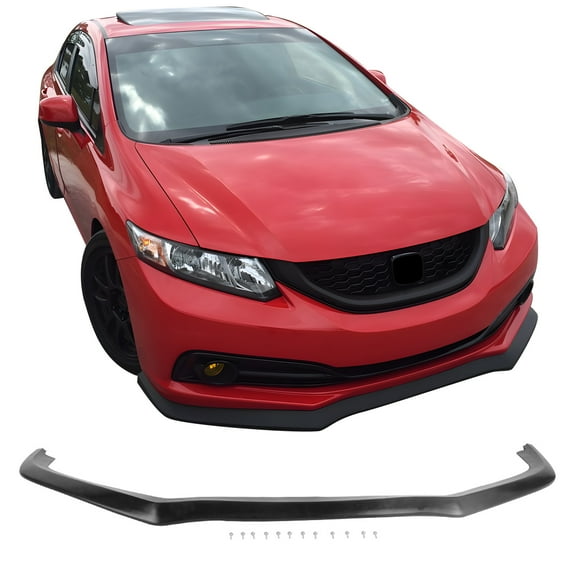 Ikon Motorsports Compatible with 13-15 Honda Civic CS Style Front Bumper Lip Unpainted - PU (Poly Urethane)