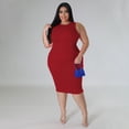 thumbnail image 2 of AURA Women Plus Size Sleeveless Midi Dress Casual Solid Summer Spring Stretch Dress, 2 of 8